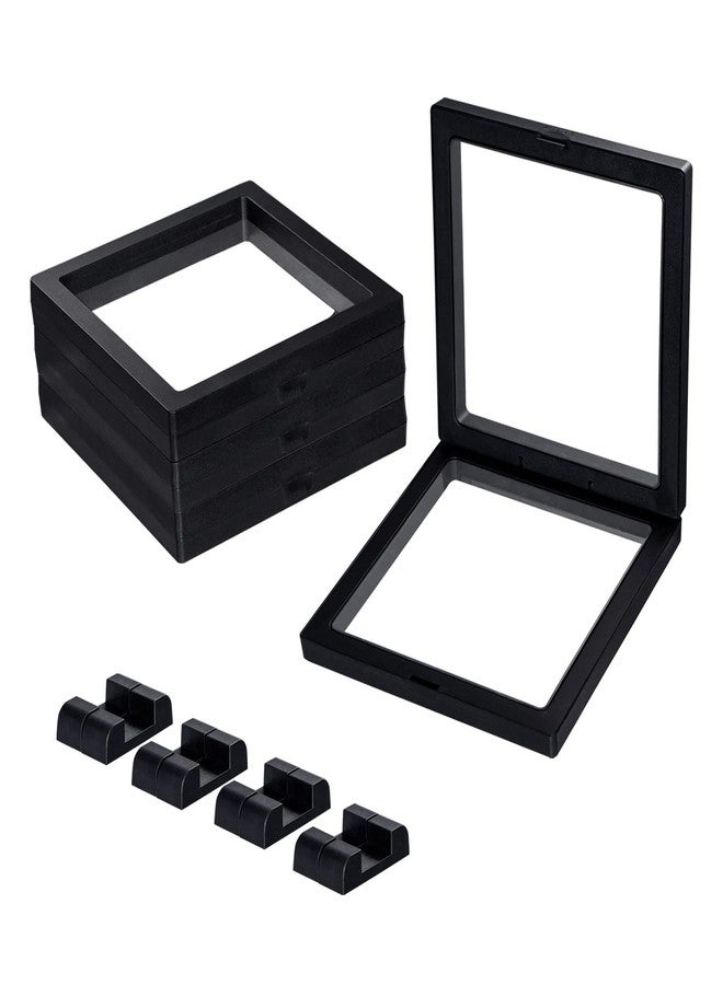 Uceoo Black 3D Floating Frame, Uceoo 4 Pack 5.5×5.5×0.8”/140X140X20m Challenge Coin Holder Coin Floating Display with 8 Bases for Coin Medallions Specimen Jewelry - Image 3